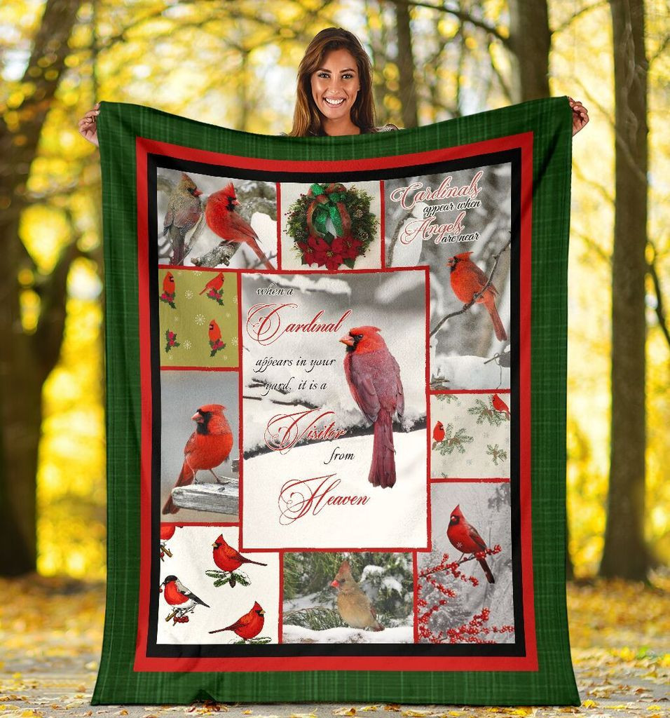 When A Cardinal Appears In Your Yard, It Is A Visitor From Heaven Red Cardinal Bird Fleece Blanket