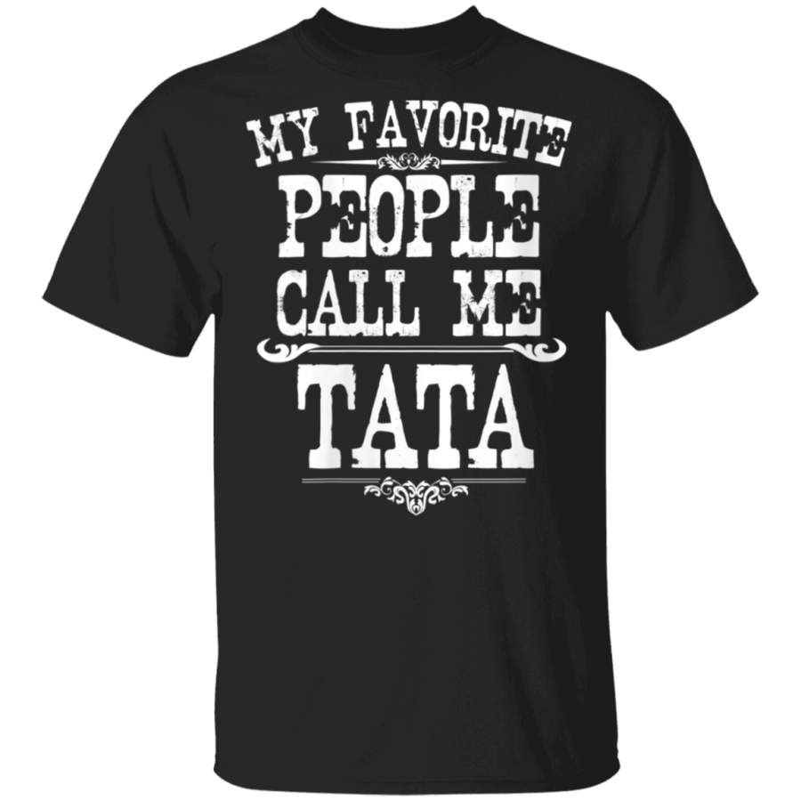 Womens My Favorite People Call Me Tata Vintage Grandma Polish V-Neck G500 Gildan 5.3 oz. T-Shirt