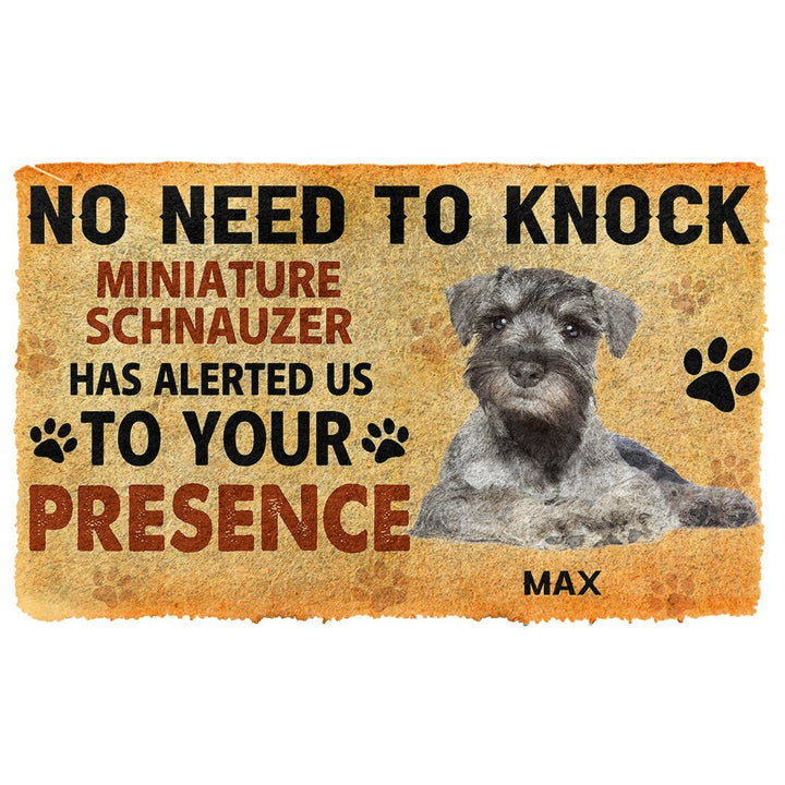 Waybackapparel No Need To Knock Miniature Schnauzer Dog Custom Name 3D Doormat