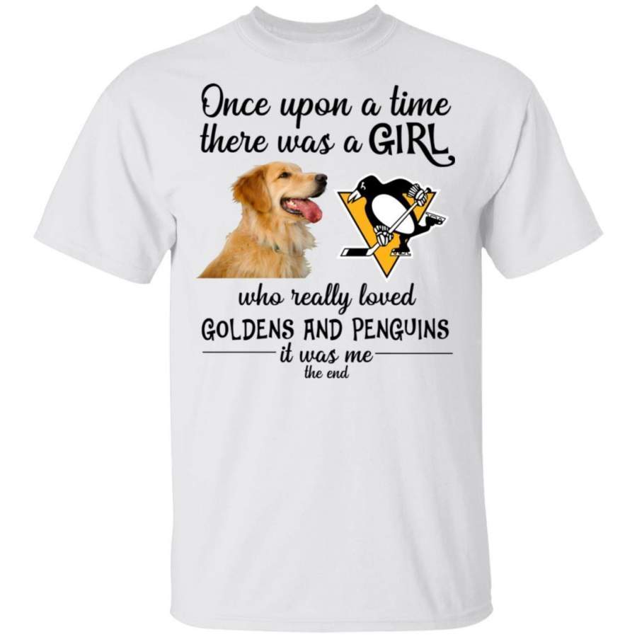 There Was A Girl Who Really Loved Golden Dog And Pittsburgh Penguins Hockey Gift Shirt HT209