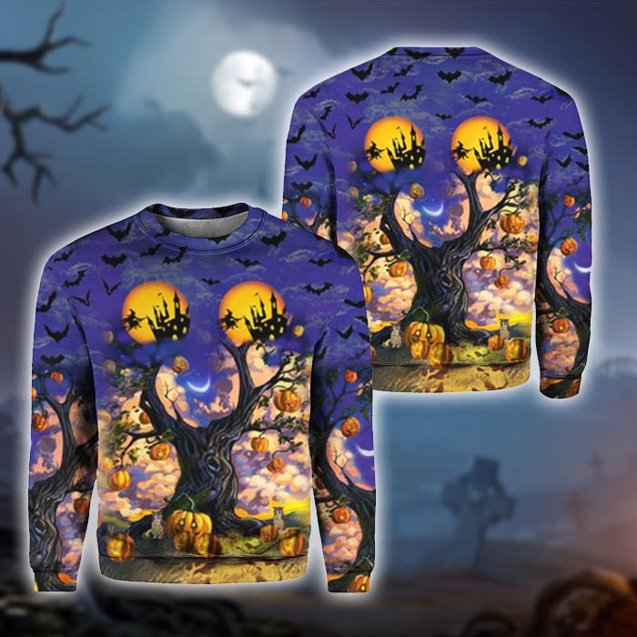 Halloween Tropical Crewneck Sweatshirt All Over Print Sweatshirt For Women Sweatshirt For Men