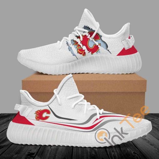 Calgary Flames Custom Shoes Personalized Name Yeezy Sneakers