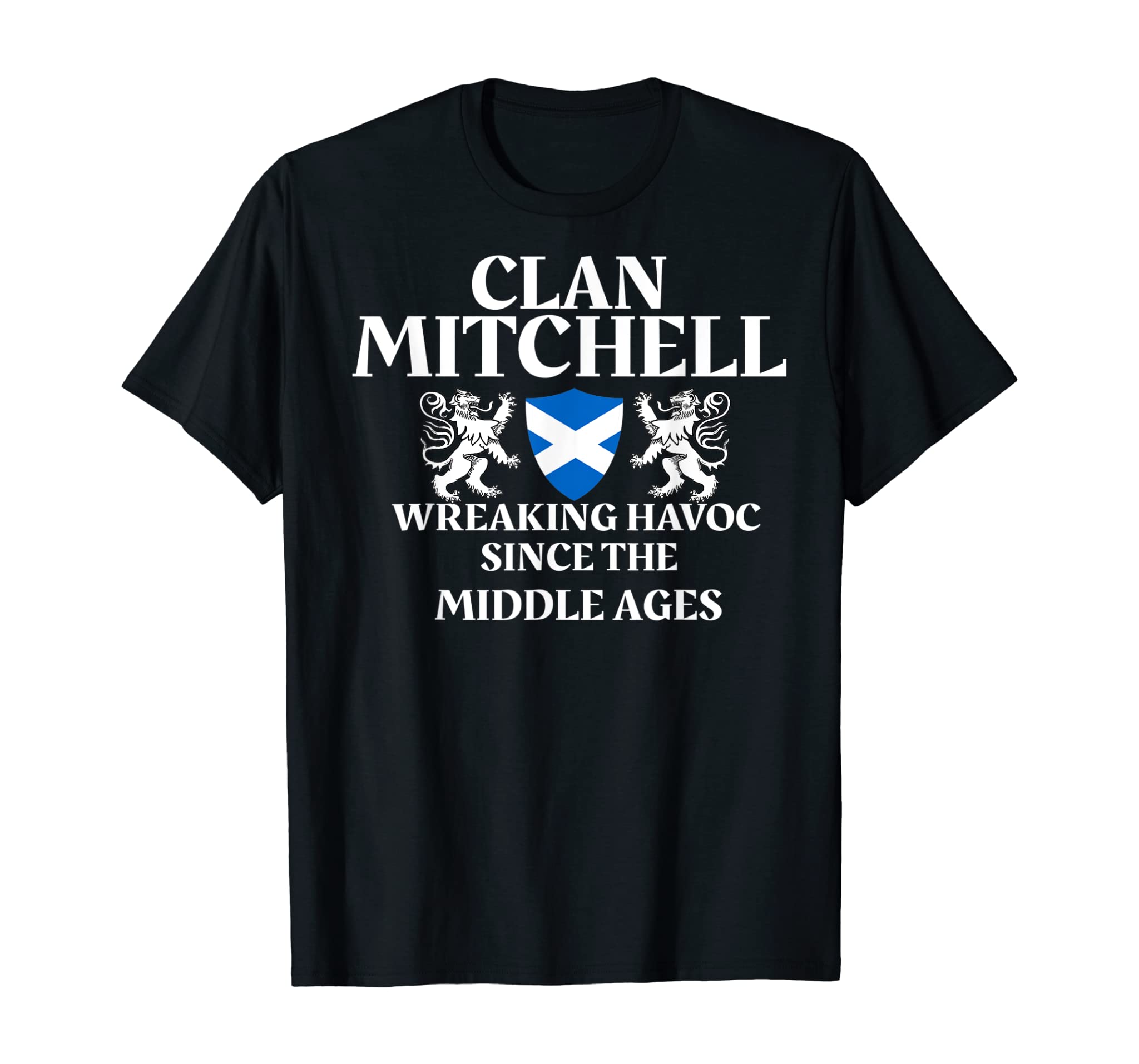 Clan Mitchell Scottish T-Shirt Family Kilt Tartan Lion Gift