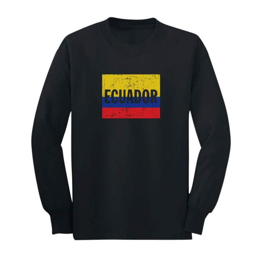 Ecuador Flag – Vintage Retro Ecuadorian Youth Kids Long Sleeve T-Shirt