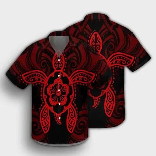 Turtle Fixed Red Aloha Hawaiian Shirt Colorful Short Sleeve Summer Beach Casual Shirt For Men And Women