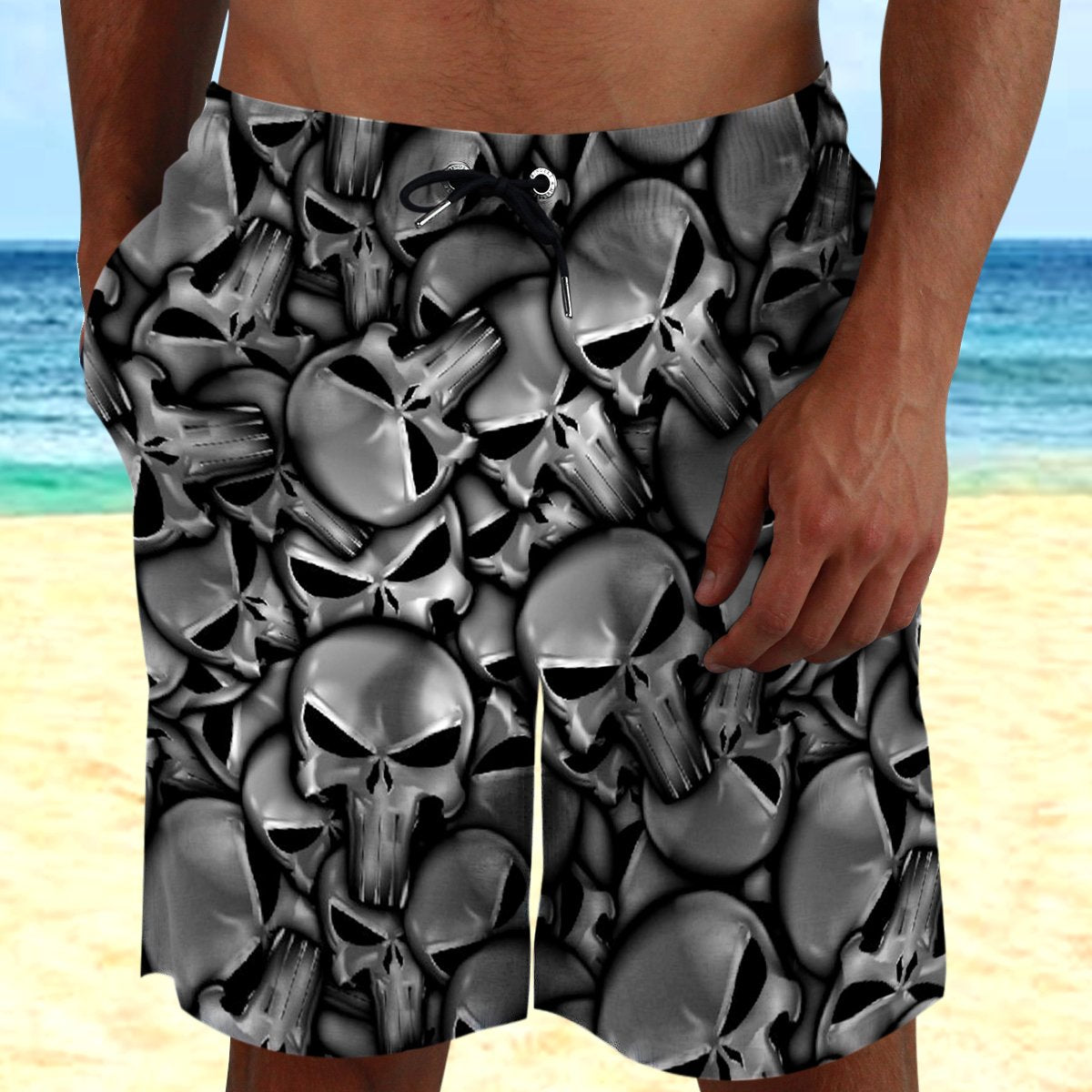 Skull Art 3 Hawaii Beach Shorts Colorful S Ha74672