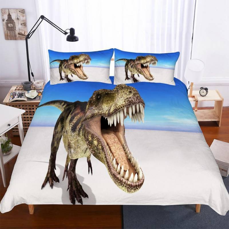 3D Digital Printing Lost World Jurassic Park Dinosaur Pattern Variousizes 3 Pieces Blues 3D Customize Bedding Set Duvet Cover Set Bedroom Set Bedlinen