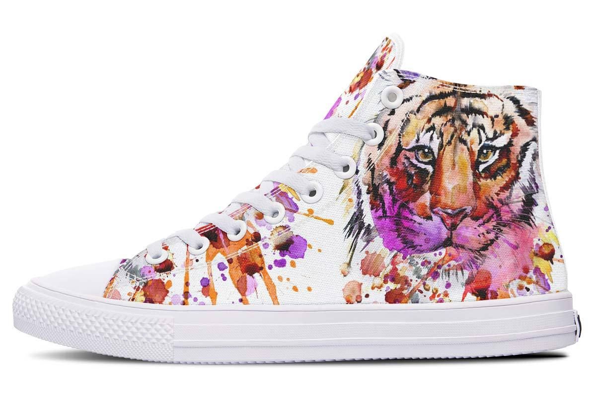 Watercolor Tiger High Top Vans Shoes