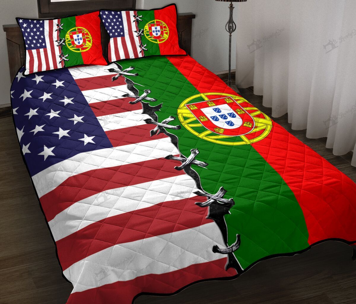 America & Portugal Quilt Bed Set & Quilt Blanket THE20080403-THQ20080403