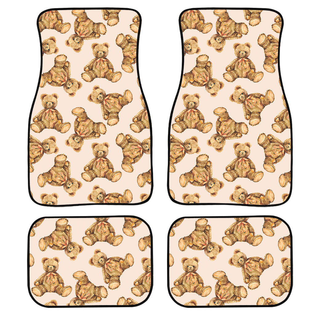 Watercolor Teddy Bear Pattern Print Front And Back Car Floor Mats, Front Car Mat