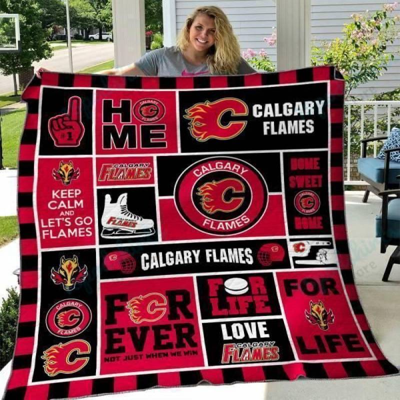 Calgary Flames Quilt Blanket 03