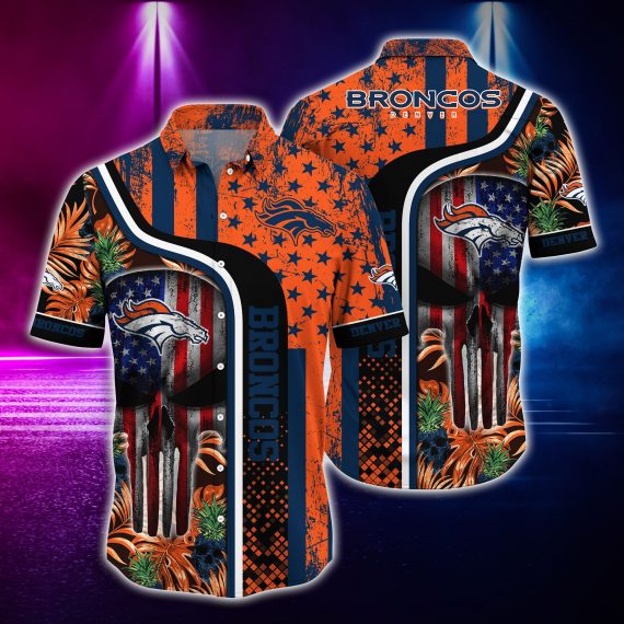 Gift For Husband Dad Denver Broncos And Skull Hawaii Shirt Ha76176