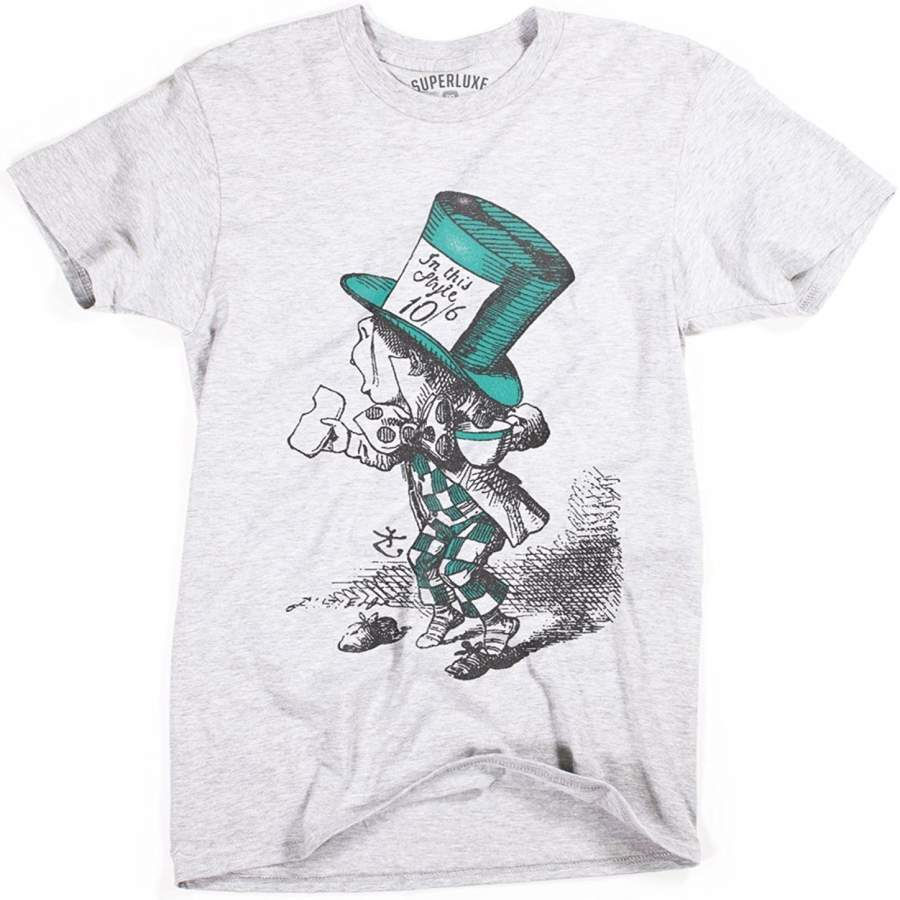 Mens Mad Hatter Vintage Style Alice in Wonderland T-Shirt