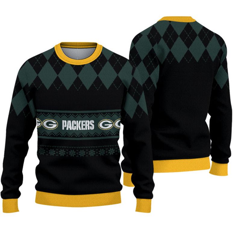 Green Bay Packers Diamond Pattern Christmas Sweatshirt