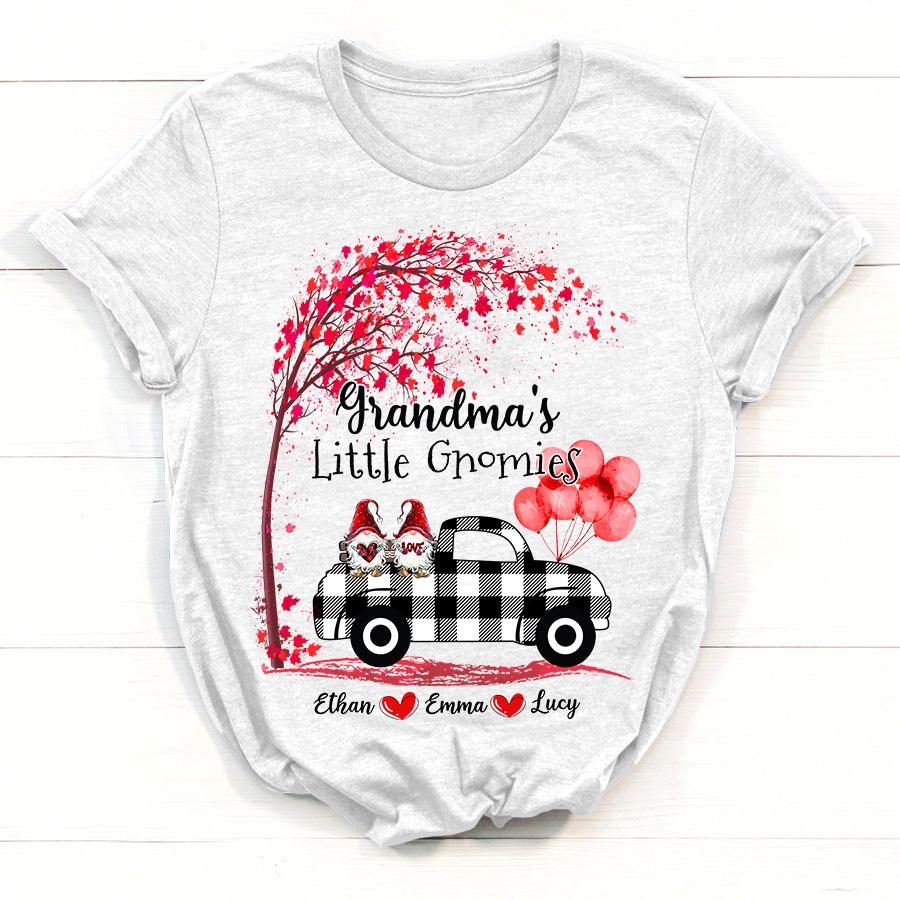 Lovelypod - Personalized Shirt, Grandma'S Little Gnomies Shirt, Valentine'S Day Shirt, Cute Gnome Shirt, Buffalo Plaid Truck Shirt