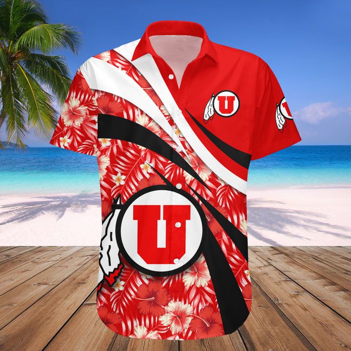 NCCA Utah Utes Red Hibiscus Trendy Hawaiian Shirt Aloha Shirt