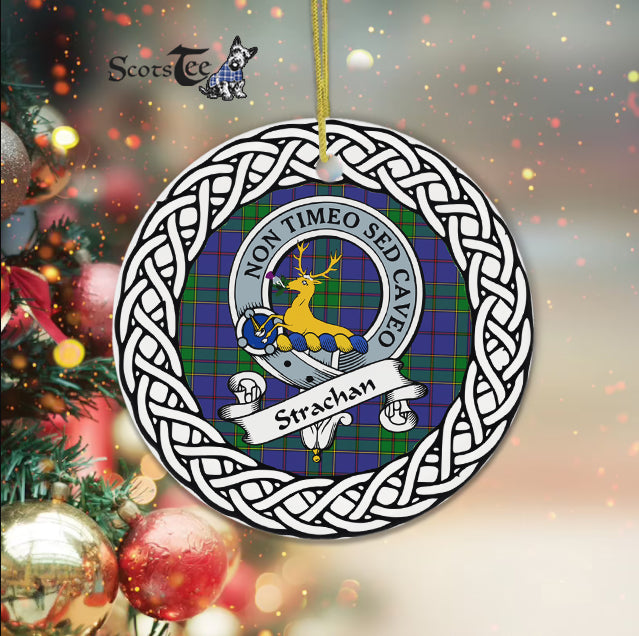 Strachan Scottish Clan Tartan Crest Badge Plaid Ornament Gift. Christmas Tree Ornament Tartan Ornament Great Christmas Ornaments Gift