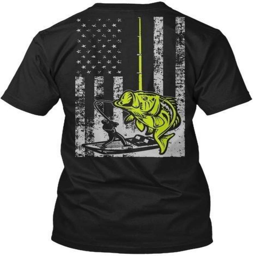 2019 New Arrival Men Workout Gym Silm T-Shirt Fishing America Flag Bass  Tagless Tee T-Shirt