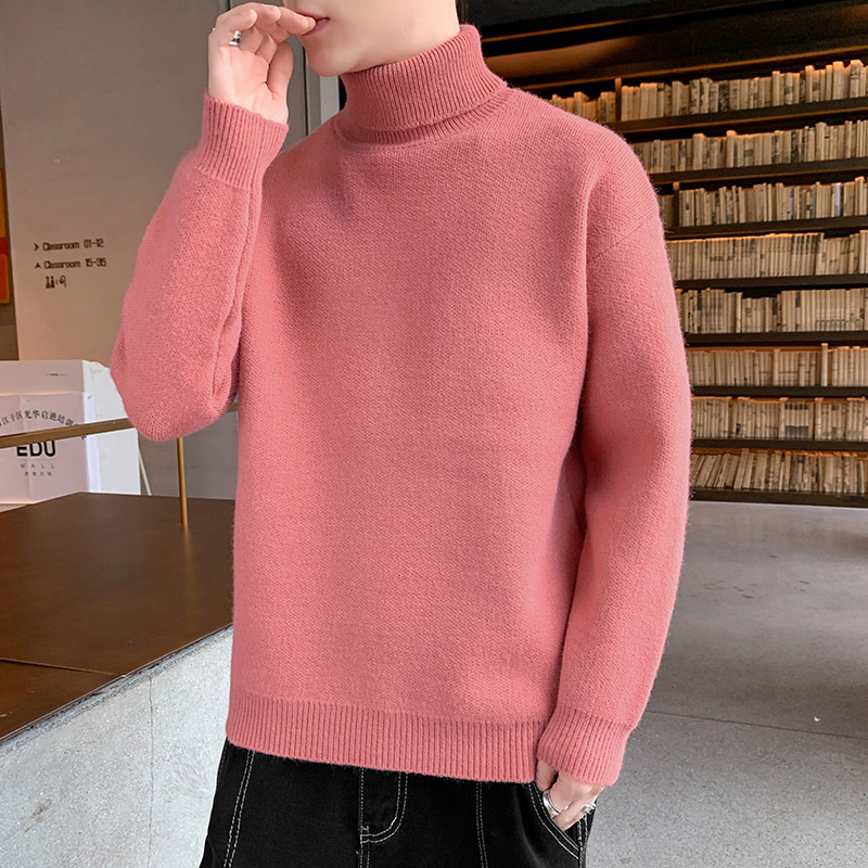 2022 Men Autumn Winter Solid Color Thick Knit Sweater Men Long Sleeve Turtleneck Pullover Male Warm High Neck Knitwear M-3XL alx