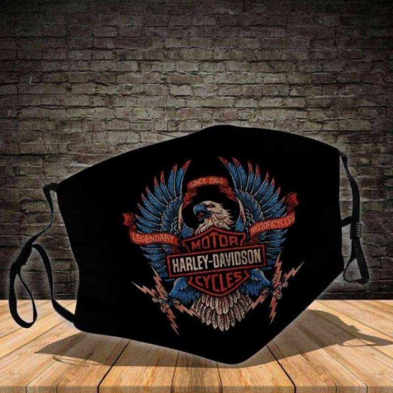 Harley-davidson legendary motorcycles eagle all over printed face mask – maria