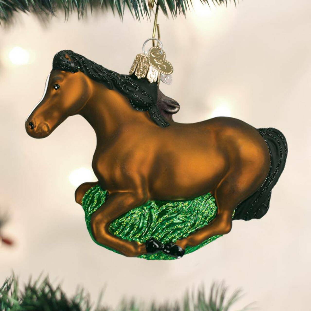 Brown Mustang Artisan Blown-Glass Christmas Ornaments