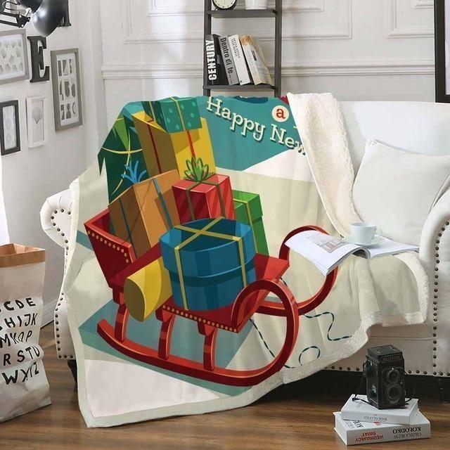 X-Mas Sleigh Stacking Gifts Blanket Christmas Decoration Ideas