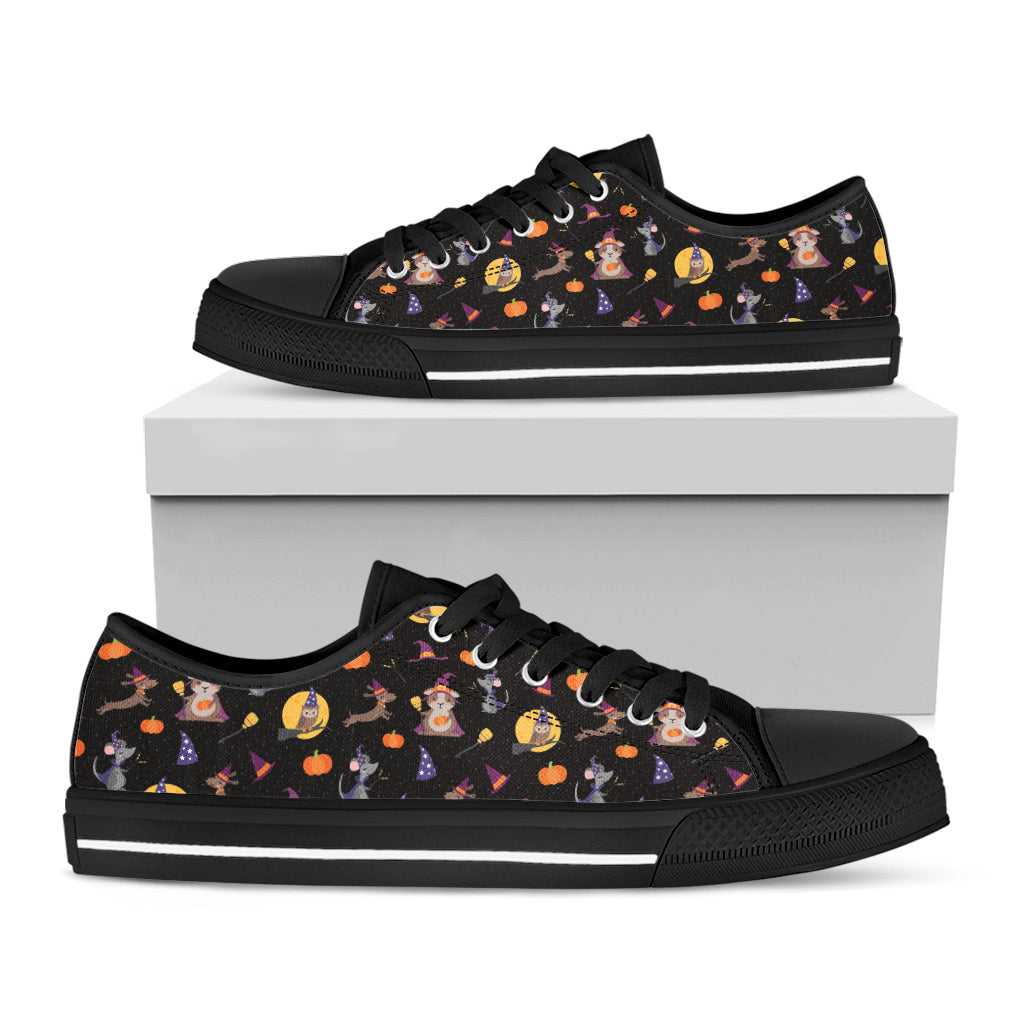 Animal Wizard Pattern Print Black Low Top Shoes