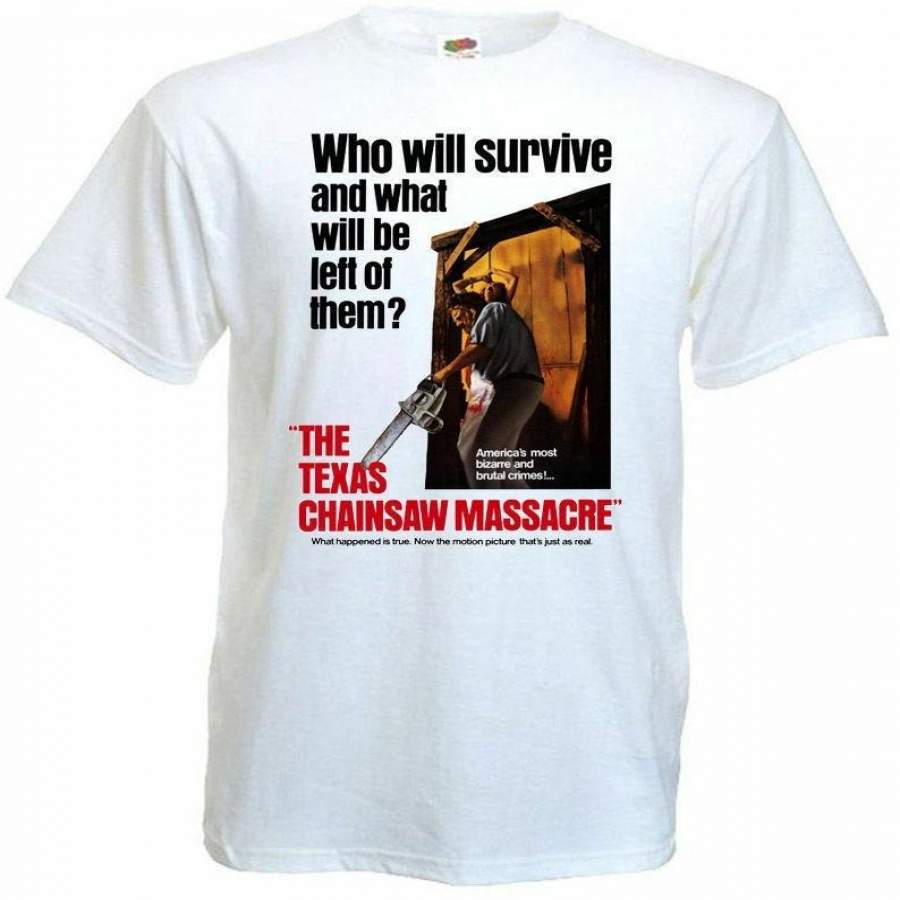 The Texas Chain Saw Massacre V12 T Shirt White Movie Poster