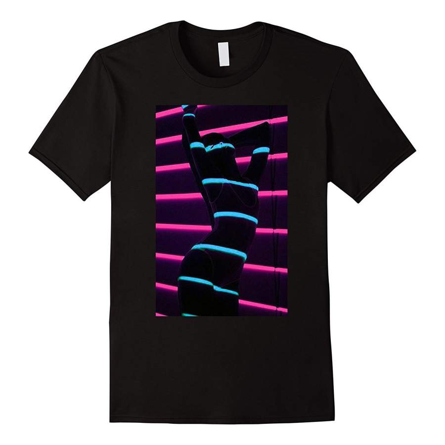 Men Round Neck T Shirts Dance Rave Neon Aesthetic Man Fashion Cotton Tops Black Size S-3Xl