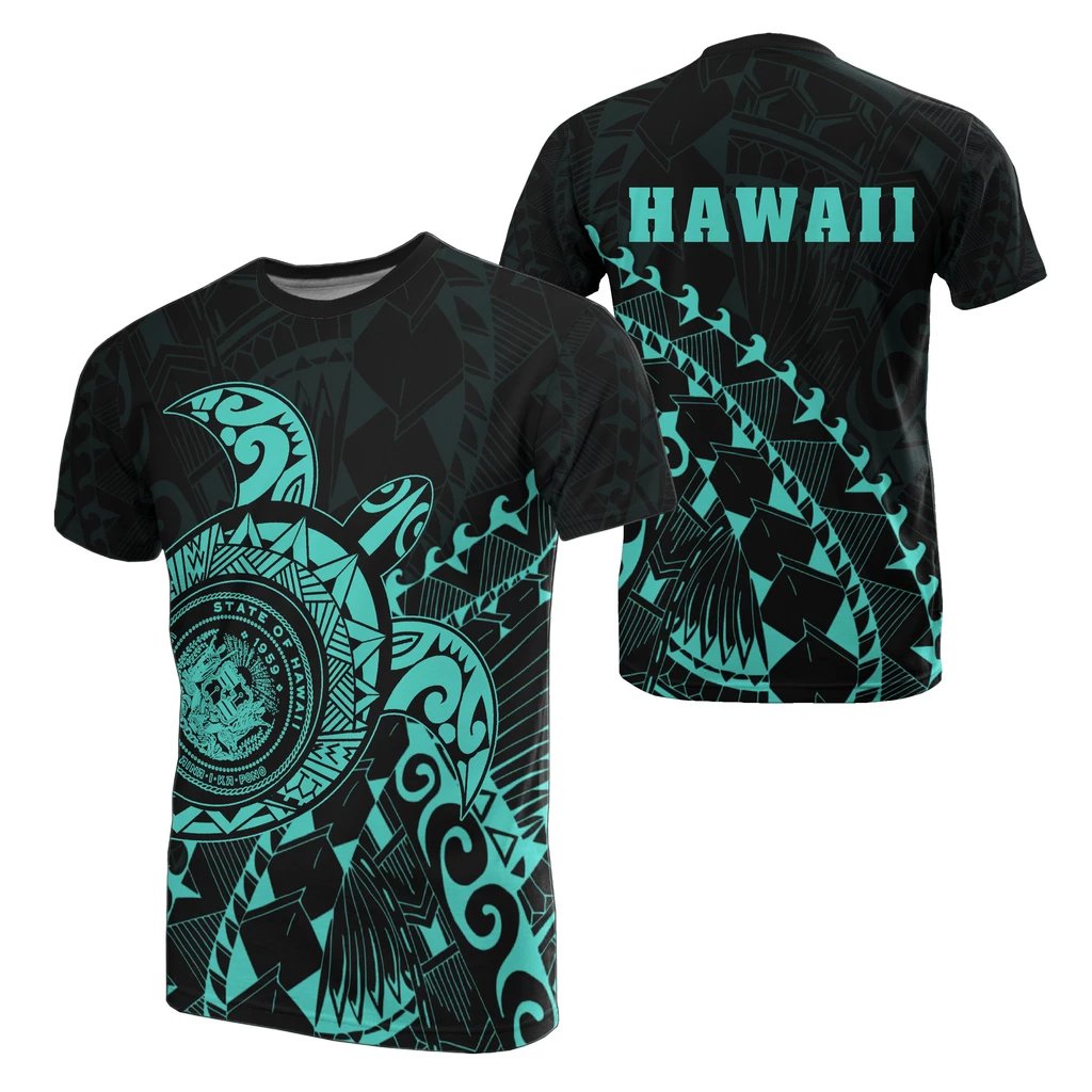 Hawaiian Coat Of Arms Turquoise Turtle Style Ah Ha15054