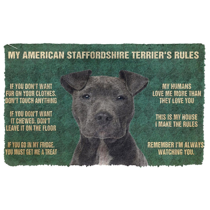 Waybackapparel My American Staffordshire Terrier’S Rules 3D Doormat