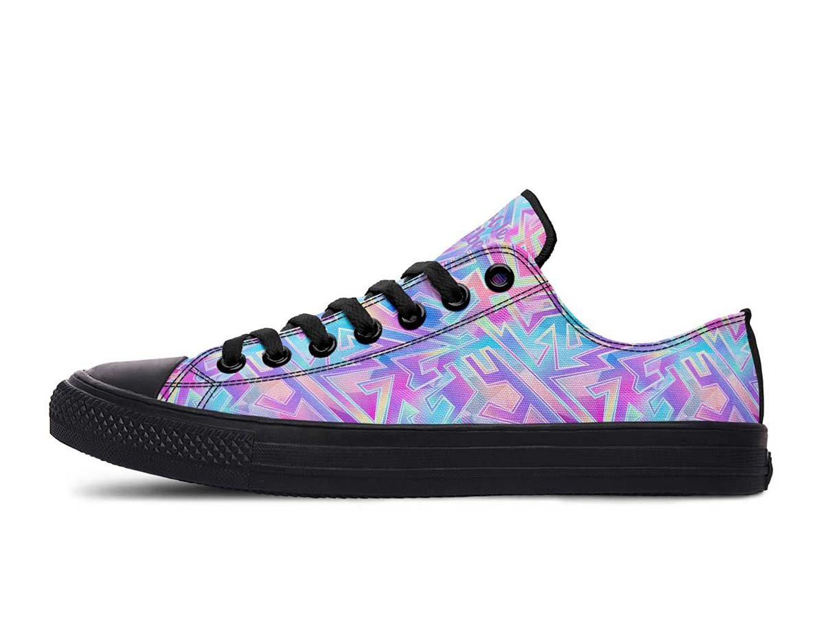 Bright Geometric, Lowtops, Low Top Shoes, Vintage Shoes, Vegan Shoes, Men'S Shoes, Woman'S Shoes, Custom Printed, Abstractprint By Blueshirtfarm Fashion