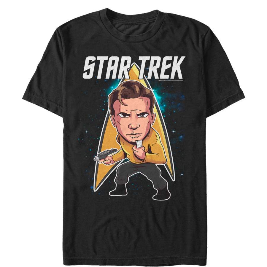 Star Trek Men’s Kirk Cartoon Starfleet Hero  T Shirt