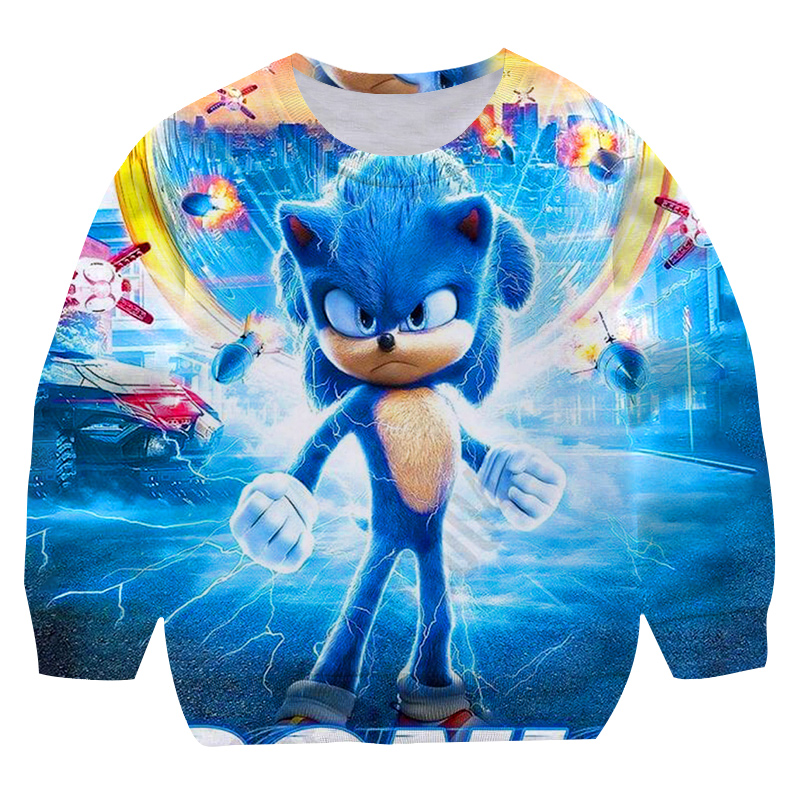 Boys Girls Super Sonic Sweatshirt Clothes Print Autumn Spring Children’s Sonic Clothes Hot Selling Kids Super Sonic Sweaters alx