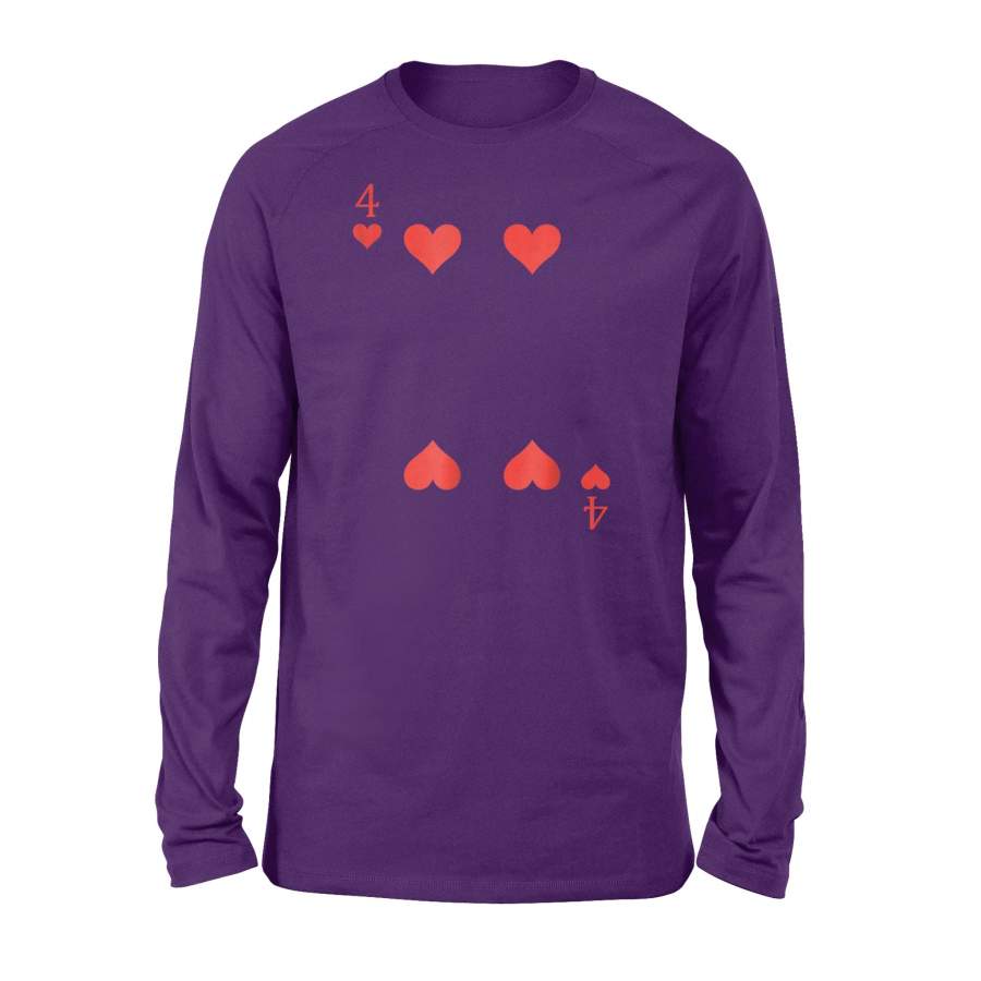 4 Of Hearts Costume – Halloween Deck Of Cards Long Sleeve T-Shirt