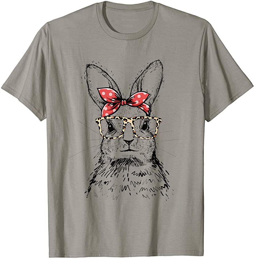 Cute Bunny with Leopard Glasses Cute Easter T-Shirt