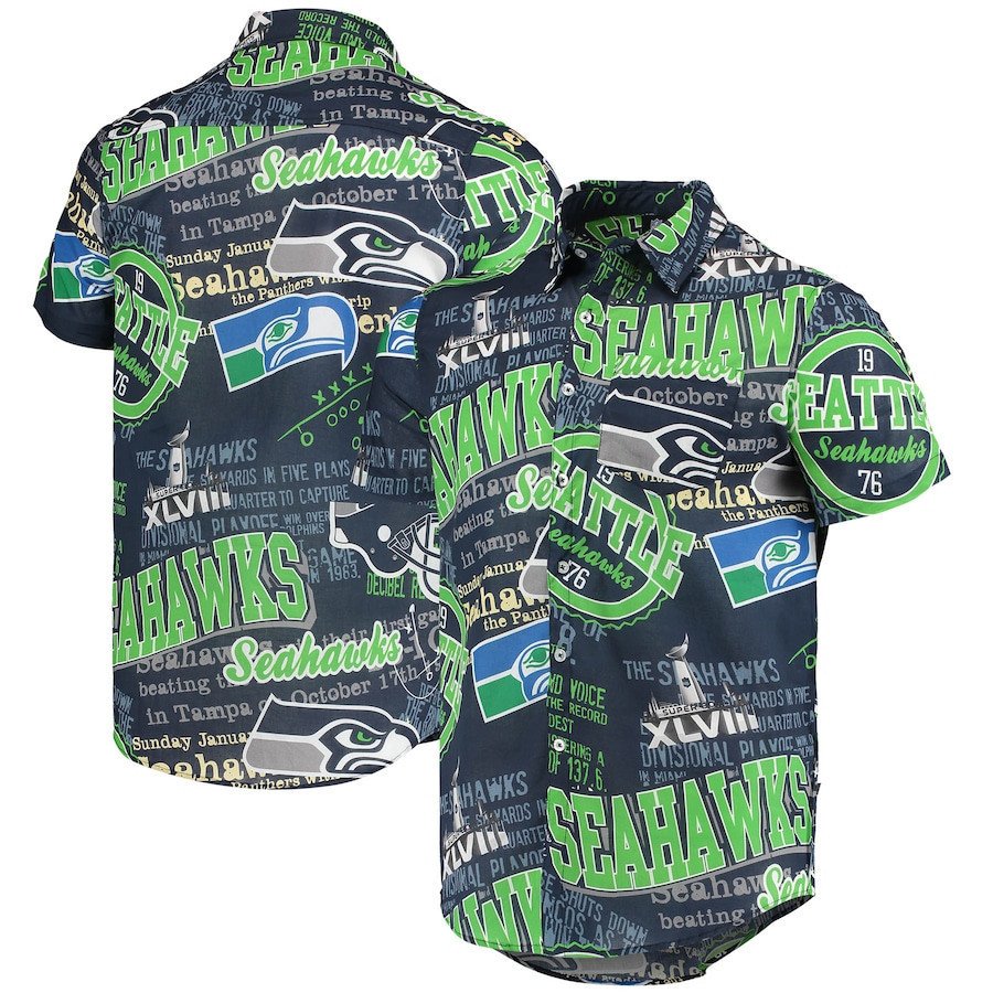 Seattle Seahawks College Navy Thematic Hawaii Shirt Ha104955