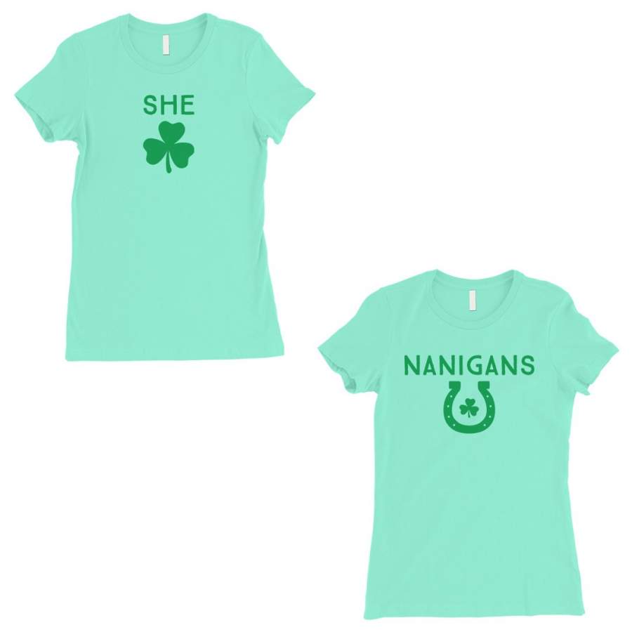 Shenanigans BFF Matching Shirts Womens Mint St Paddy’s Day Outfit