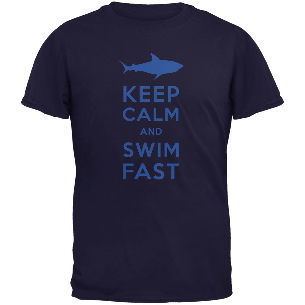 Shark Keep Calm And Swim Fast Navy Youth T-Shirt