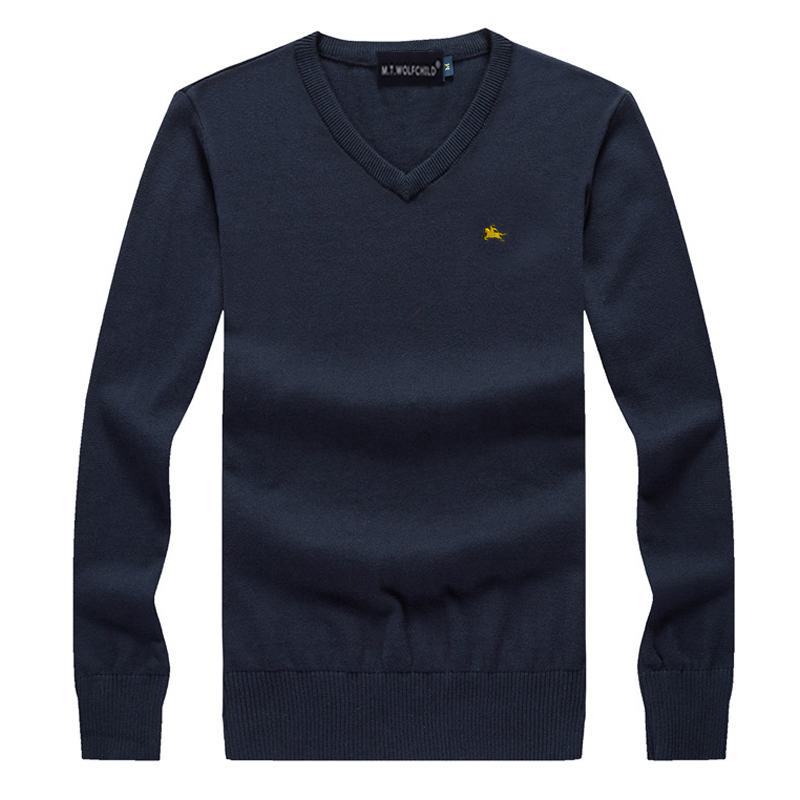 100% Cotton Men Sweaters Spring Autumn V-Neck Pullovers Knitted Sweaters Pony Long Sleeve Casual Mens Sweaters Hommes Clothing alx