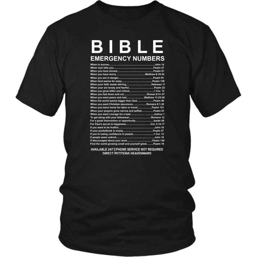 Bible emergency number bible verse t shirt – christian t shirts