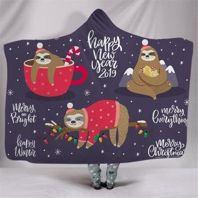 X-Mas Lazy Sloth Hooded Blanket Christmas Decoration Ideas