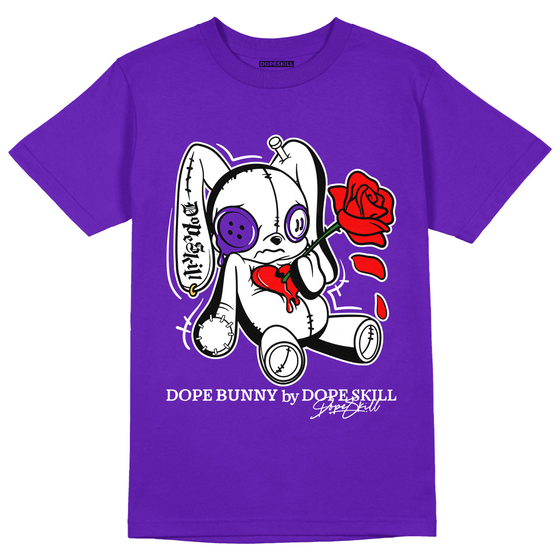 Jordan 13 Court Purple Dopeskill Purple T-Shirt Dope Bunny Graphic