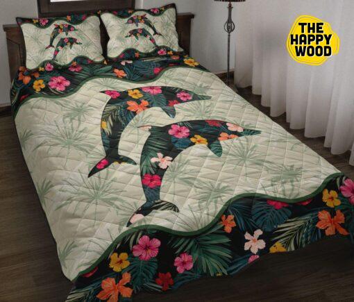 Dolphin Tropical Style Beauty Quilt Bed Set And Pillow Covers