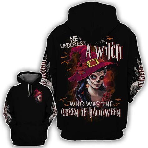 Skull Witch The Queen Of Halloween Hoodie 3D