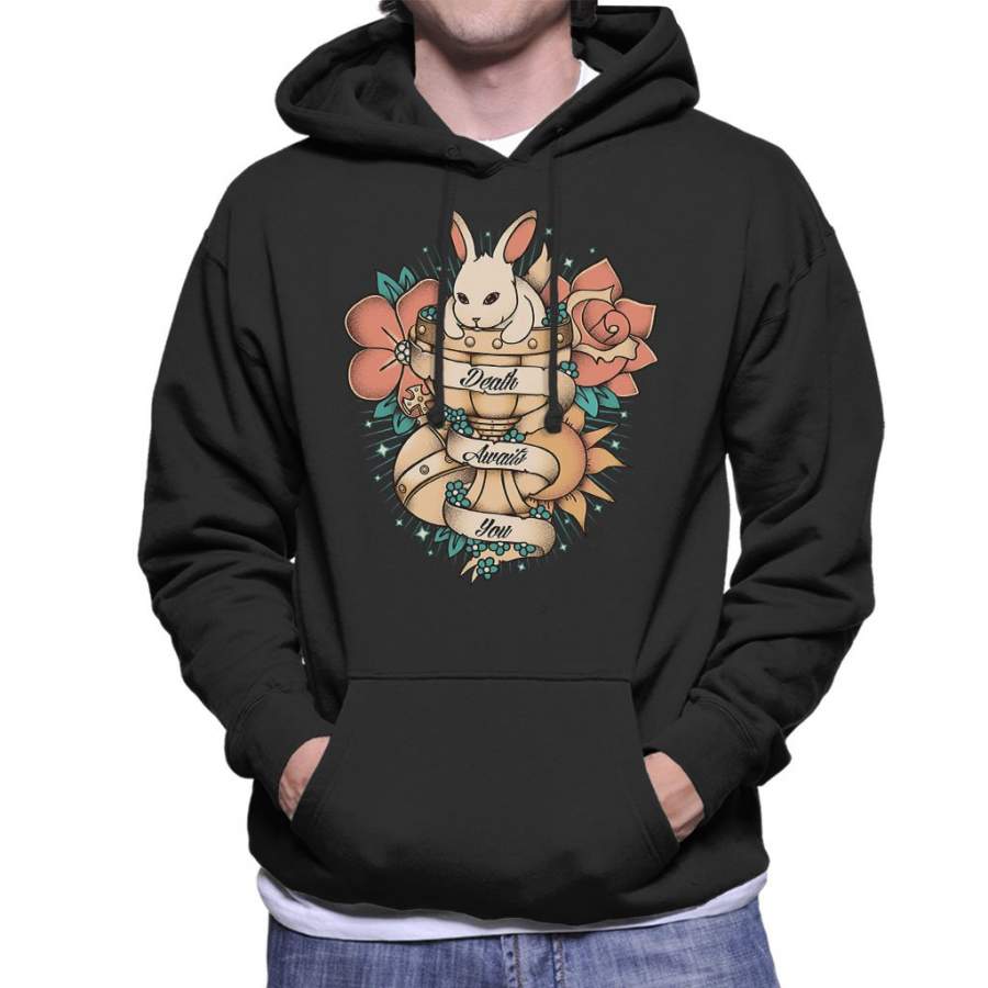 Rabbit Of Caebannog Monty Python And The Holy Grail Tattoo Style Men’s Hooded Sweatshirt