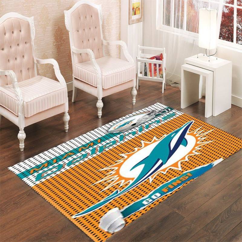 MIAMI DOLPHINS JERSEY LOGOS LIVING ROOM CARPET RUGS