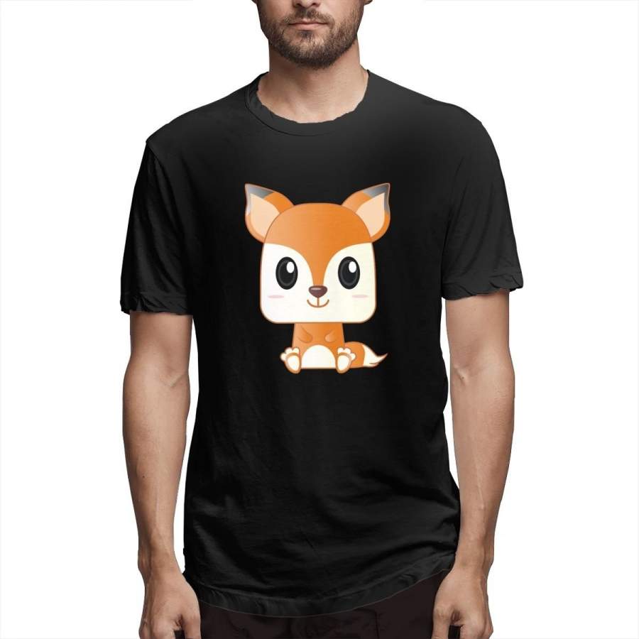 Summer Fashion Men’s Cotton T-shirt Baby Orange Fox Cartoon Graphic T-shirt Printed Plus-size Men’s T-shirt Summer Tops