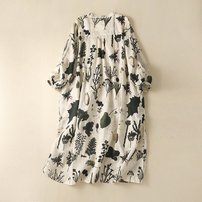 Vintage Women Floral Print Half Sleeve Dress Cotton Loose O-Neck Vintage Thin Casual Dresses Summer Clothes New 2022 Chic I240 alx