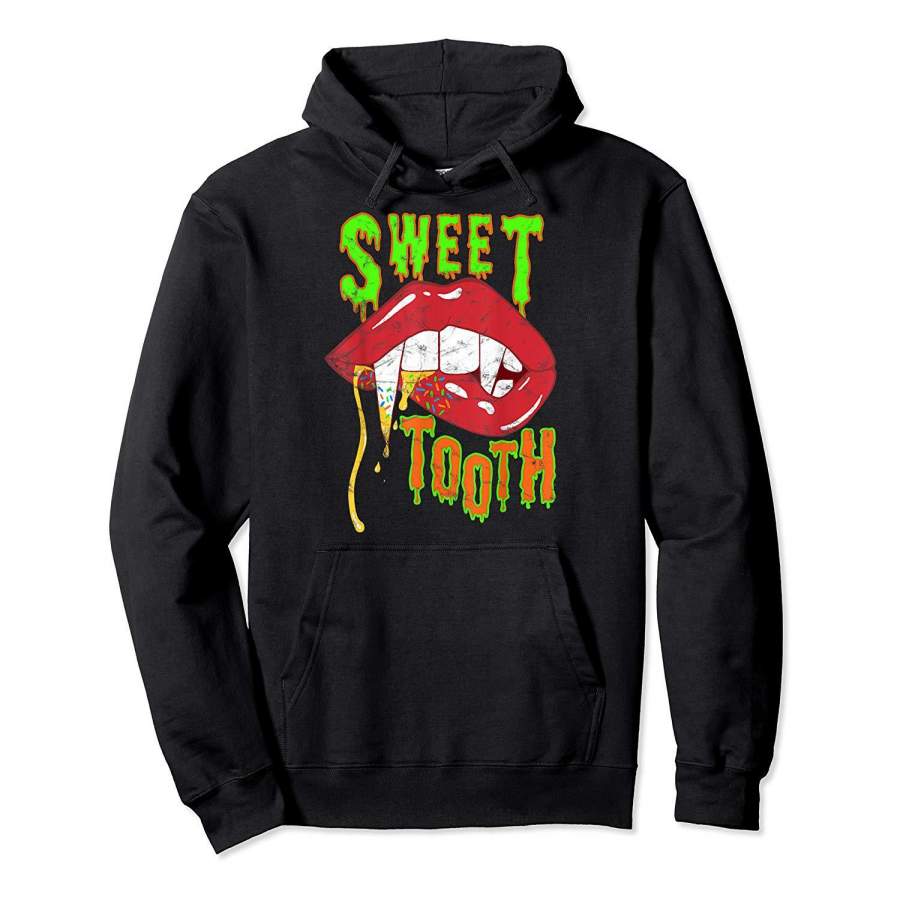 Vintage Sweet Tooth Sexy Vampire Lips Candy Halloween Horror Hoodie